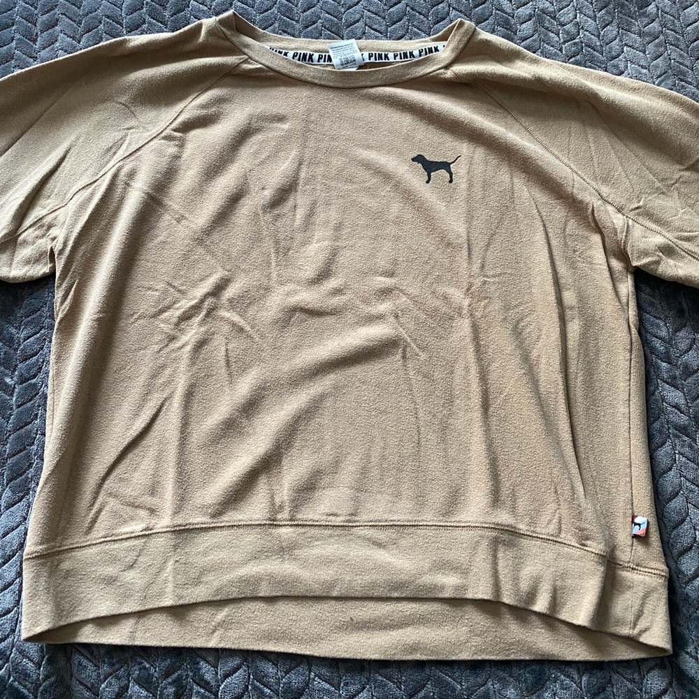 PINK tan hoodie.